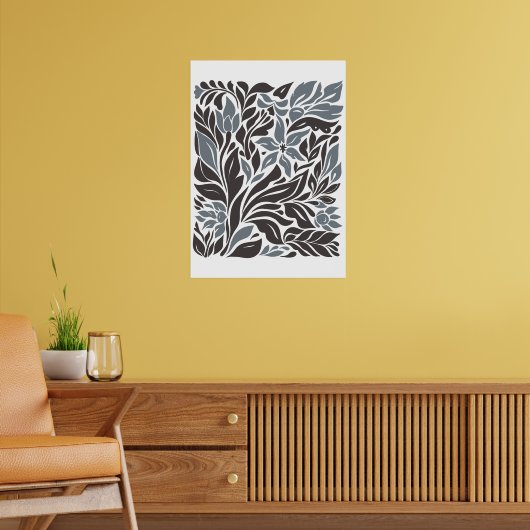 Boheemse bloemenmarkt | Moderne Abstracte bladeren Poster (Woonkamer 2)