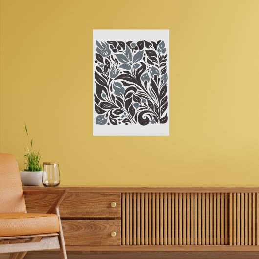 Boheemse bloemenmarkt | Moderne Abstracte bladeren Poster (Woonkamer 2)