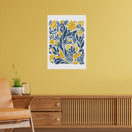 Boheemse bloemenmarkt | Moderne Abstracte bladeren Poster (Woonkamer 2)