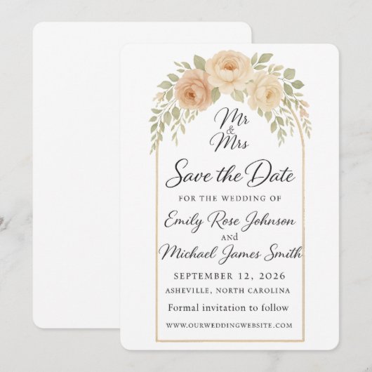 Boheemse bloemige bewaar de datum save the date (Voorkant / Achterkant)