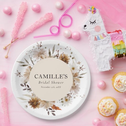 Boheemse bloemige bruidsbruiloft papieren borden papieren bordje (Feest)