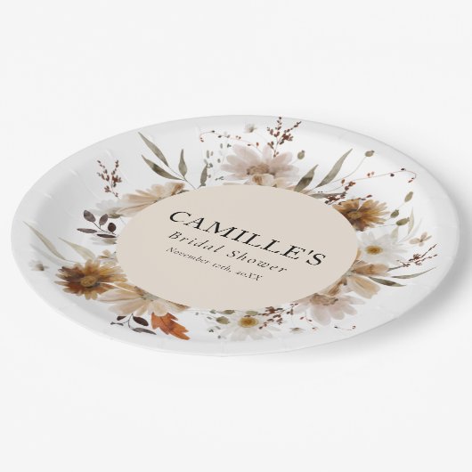Boheemse bloemige bruidsbruiloft papieren borden papieren bordje (Gekanteld)