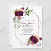 Boheemse bloemige romantische geometrische bruilof aankondiging (Voorkant)