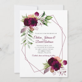 Boheemse bloemige romantische geometrische bruilof aankondiging