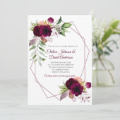 Boheemse bloemige romantische geometrische bruilof aankondiging (Staand voorkant)