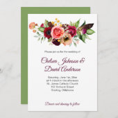 Boheemse bloemige romantische trouwkaarten aankondiging (Voorkant / Achterkant)