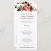 Boheemse bloemige romantische trouwprogramma programmakaart (Voorkant / Achterkant)