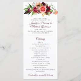 Boheemse bloemige romantische trouwprogramma programmakaart