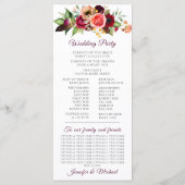 Boheemse Bloemrijke Trouwprogramma Romantische Bru Programmakaart (Achterkant)