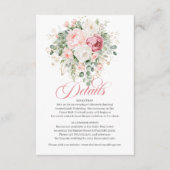 Boheemse Blush Bloemen Bruiloft Details Kaart (Voorkant)