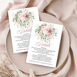 Boheemse Blush Bloemen Bruiloft Details Kaart