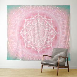Boheemse Blush Roze & Blauw Wandkleed