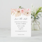 Boheemse Blush Roze Bloemen Save The Date (Staand voorkant)