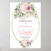 Boheemse Blush Rozen Bruiloft Feest Welkom Poster (Voorkant)