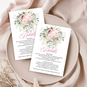 Boheemse Blush Rozen Groene Huwelijkskaart Informatiekaartje