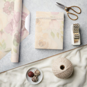 Boheemse Blush Rozen Waterverf Bloemen Bruiloft Cadeaupapier