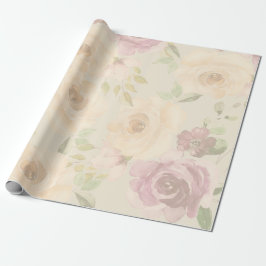 Boheemse Blush Rozen Waterverf Bloemen Huwelijk Cadeaupapier