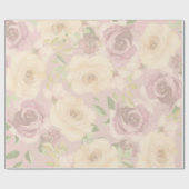 Boheemse Blush Rozen Waterverf Bloemen Huwelijk Cadeaupapier (Vlak)