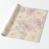 Boheemse Blush Rozen Waterverf Bloemen Huwelijk Cadeaupapier (Uitgerold)