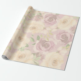 Boheemse Blush Rozen Waterverf Bloemen Huwelijk Cadeaupapier