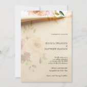 Boheemse Blush Rozen Waterverf Bloemen Huwelijk Kaart (Voorkant)