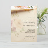 Boheemse Blush Rozen Waterverf Bloemen Huwelijk Kaart (Staand voorkant)