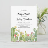 Boheemse Boho Cactus Geslacht Neutrale Baby Shower Kaart (Staand voorkant)