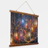 Boheemse Boho Gedroogde Bloemen Lantaarns Wall Art Hangend Wandkleed (Gebogen)