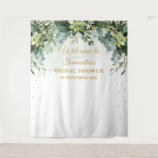 Boheemse boho groenigheid succulent bruids achterg wandkleed (Voorkant)