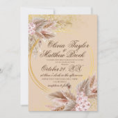 Boheemse Boho Pampas Grass Bloemen Huwelijk Kaart (Voorkant)