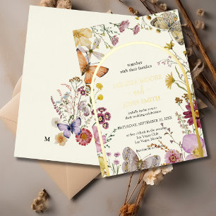 Boheemse Boho Wilde Bloemen Bruiloft Folie Uitnodiging