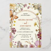 Boheemse Boho Wildflower bruiloft Folie Uitnodiging (Voorkant)