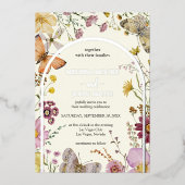 Boheemse Boho Wildflower bruiloft Folie Uitnodiging (Voorkant)