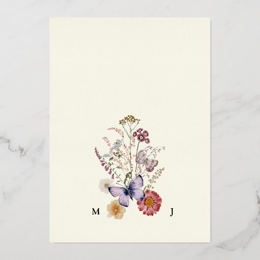 Boheemse Boho Wildflower bruiloft Folie Uitnodiging (Achterkant)