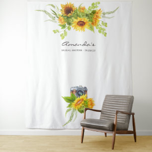 Boheemse Boho Zonnebloemen Bruiloft Feest Fotohokj Wandkleed