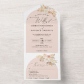 Boheemse boog pampas gras bruiloft all in one uitnodiging (Binnen)