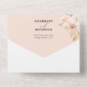 Boheemse boog pampas gras bruiloft all in one uitnodiging (Achterkant)