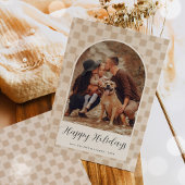 Boheemse boog script kerst vakantie fotokaart feestdagenkaart