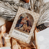 Boheemse boog script kerst vakantie fotokaart feestdagenkaart