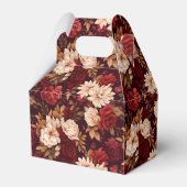 Boheemse bordeaux beige bloemen bedankdoosjes (Voorkant Zijde)
