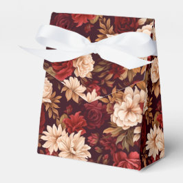 Boheemse bordeaux beige bloemen bedankdoosjes