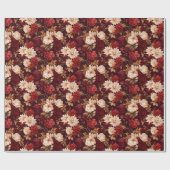 Boheemse bordeaux beige bloemen cadeaupapier (Vlak)