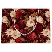 Boheemse bordeaux beige bloemen groot cadeauzakje (Voorkant)