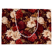 Boheemse bordeaux beige bloemen groot cadeauzakje (Achterkant)