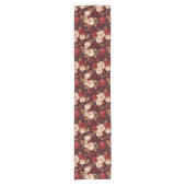 Boheemse bordeaux beige bloemen korte tafelloper (Voorkant)