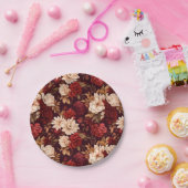 Boheemse bordeaux beige bloemen papieren bordje (Feest)