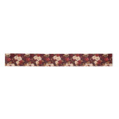 Boheemse bordeaux beige bloemen satijnen lint (Voorkant)