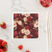 Boheemse bordeaux beige bloemen servet (Insitu)