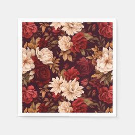 Boheemse bordeaux beige bloemen servet