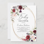 Boheemse bordeaux blos roze gouden baby shower kaart (Voorkant)